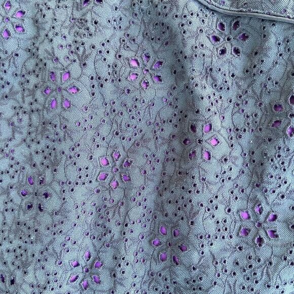 J McLaughlin Black / Purple Floral Eyelet Skirt 10 - Picture 2 of 5